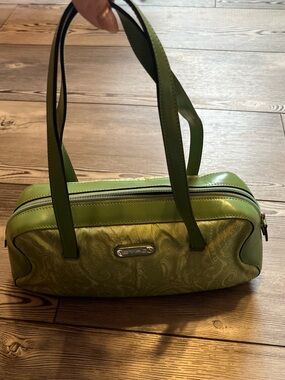 Etro Green Paisley Leather-Trim Shoulder Bag